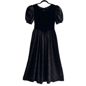 Vintage 90s XS black velvet gothic maxi Puff Sleeve Dark Romantic Gothic Dress